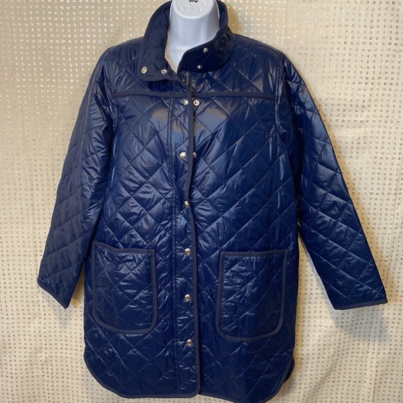 LOFT Navy Blue Lightweight Quilted Parka Jacket - Picture 2 of 11